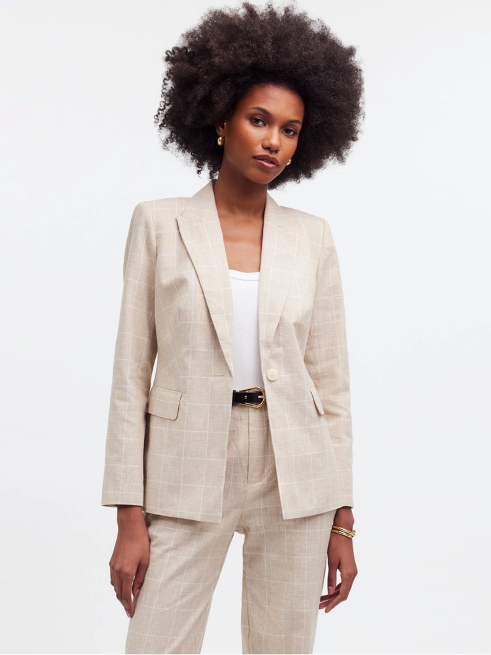 Madewell - The Slim Blazer in Plaid - Sesame Maeve Glen Plaid - Picture 1 of 14